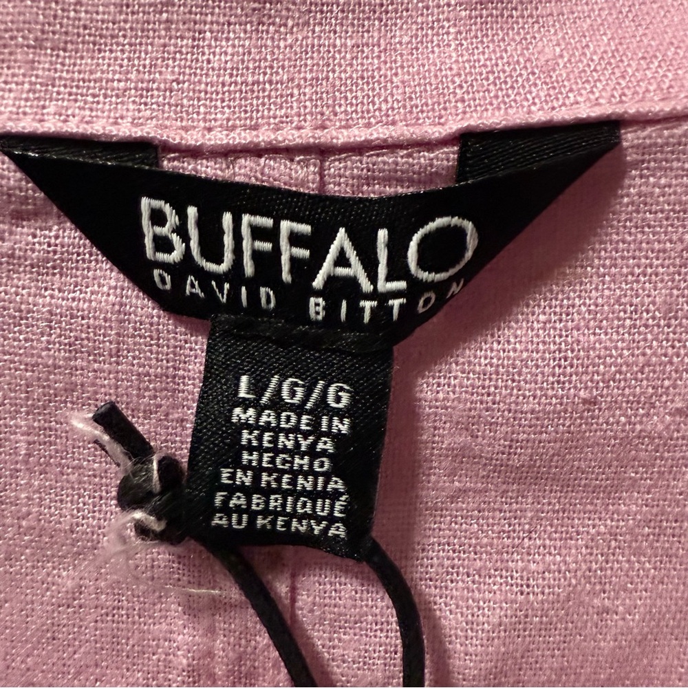 Buffalo David Bitton Blush Pink Button Down Linen Lightweight Sz Large Top - Picture 7 of 7